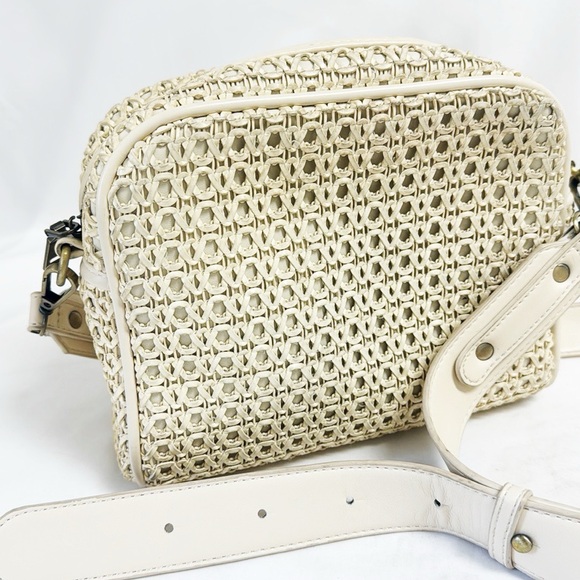 ANTIK KRAFT Cream Braided Crossbody Bag Faux Leather With Adjustable Strap - Picture 3 of 9